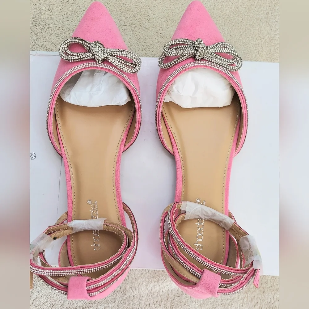 Shoe Dazzle Sakiko Barbie Pink Womens Size 10 Flats NWT Barbiecore Formal Formal